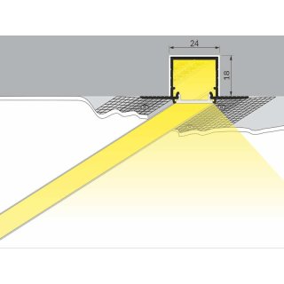 4 Meter LED Profil Einputz Tief Rohaluminium ohne Abdeckung 21mm Serie L