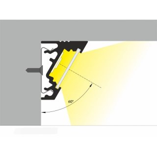 2 Meter LED Aluprofil Corner 30 Grad Weiss lackeriert ohne Abdeckung Serie M