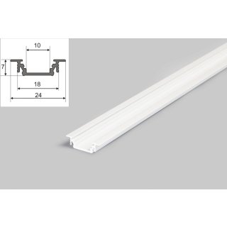 2 Meter LED Aluprofil Einbau Flach weiß lackiert ohne Abdeckung Serie M
