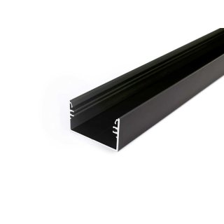 2 Meter LED Alu Profil Aufputz XL 50mm schwarz eloxiert ohne Abdeckung