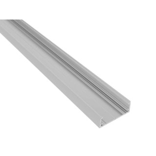 2 Meter LED Aufbauprofil Silber eloxiert 25mm ohne Abdeckung