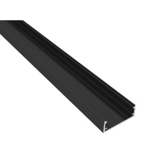 2 Meter LED Aufbauprofil schwarz lackiert 25mm ohne Abdeckung