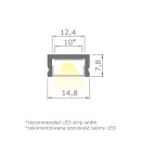 2 Meter LED Aluleiste Aufputz flach Silber 12mm Serie AVA