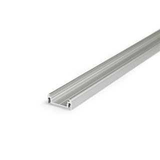 2 Meter LED Profil Aufputz Flach natur eloxiert ( Silber) ohne Abdeckung 14mm Serie L