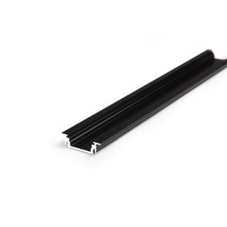 2 Meter LED Profil Einbau Flach schwarz eloxiert ohne Abdeckung 14mm Serie L