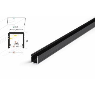 2 Meter LED Alu Profil Aufputz 10mm Serie ECO schwarz eloxiert
