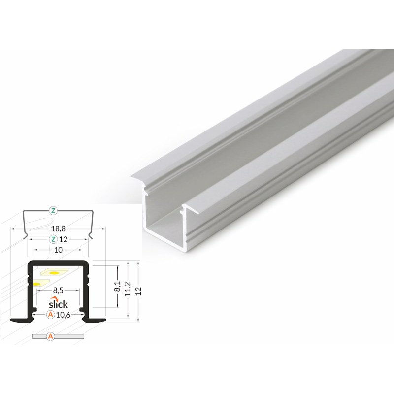 2m Aluminium Profil für LED 45 GRAD natureloxiert Abdeckung NEU