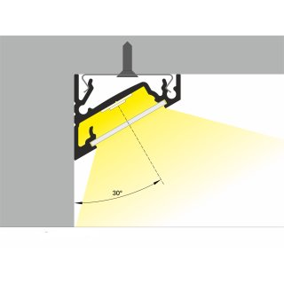 4 Meter LED Profil Corner 30 Grad weiss lackiert ohne Abdeckung 14mm Serie L