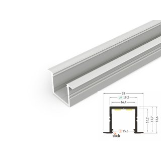 4 Meter LED Alu Profil Einbau 16mm Serie ECO eloxiert silber